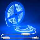 Aclorol COB LED Strip Light 110V 16.4ft/5M Blue LED Strip Lights Outdoor Waterproof IP67 Flexible Rope Lights 288LEDs/M Uniform Glow for Bedroom Hallway Garden Yard Party Christmas Decorations