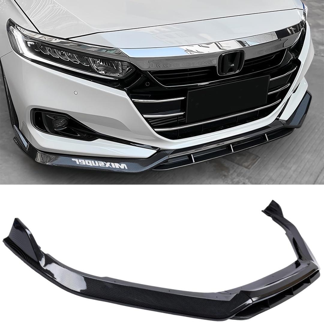 Front Lip Compatible with 2021-2022 Honda Accord 10.5th Gen, JDM Bumper Air Dam Lower Chin Spoiler Splitter Protection Body Kit (Glossy Black)
