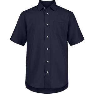 Nautica Boys' Short Sleeve Oxford Shirt (10-12, Navy Performance)