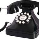 Retro Landline Home Phone, TelPal Corded Old Fashion Desk Phone, Basic Black Decorative Analog Telephone Set, Senior Phone for Home/Office/Hotel