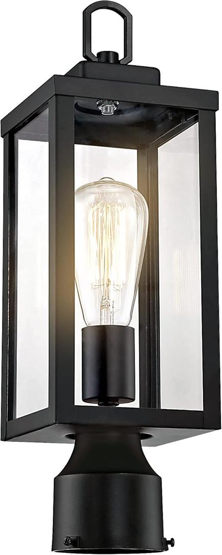 Outdoor Post Lights, Lamp Post Light Fixture with E26 Socket, Waterproof & Anti-Rust Modern Pillar Outside Lighting, Matte Black Lamp for Walkway, Driveway, Carriage, Patio, Porch, Front House