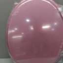 Round Toilet Seat Wood Toilet Seat Prevent Shifting with Zinc Alloy Hinges American Standard Size Toilet Seat Easy to Install also Easy to Clean (Round,Sparkling Pink)