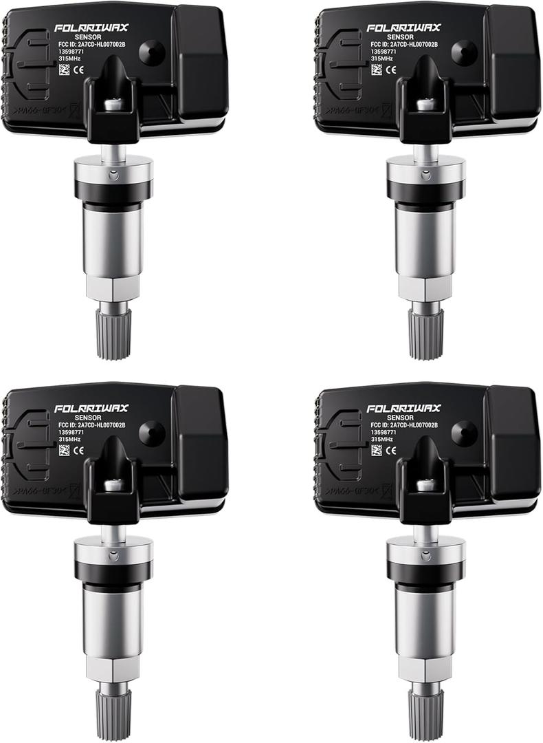 FLORRIWAX TPMS Sensor,Set of 4 315Mhz GM Tire Pressure Sensor Compatible with Buick Cadillac Chevrolet GMC,Tire Sensor OE Replaces#13586335,13598771,13598772,13581558