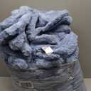 Cozy Bliss Faux Fur Throw Blanket for Couch, Cozy Warm Plush Striped Blanket for Sofa Bedroom Living Room, 108 * 90 Inches Light Blue