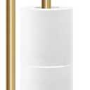 RRM Toilet Paper Holder Stand, Bathroom Free Standing Toilet Paper Holder with Reserve Storage 3-4 Toilet Paper Rolls, Double Rod 26.4-inch Stainless Steel Toilet Paper Storage (Golden)