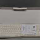 Typewriter Keyboard Wireless 2.4GHz 104-Key Full Size with Numpad Silent Keys Membrane Gaming Keyboard Aesthetic Round Keycaps Ergonomic for Win/Mac/PC/Laptop, 2 AAA Batteries, Beige