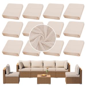 SUKAIKEQA 12PCS Patio Cushion Covers, Patio Furniture Couch Seat Slipcovers, Washable Furniture Protector, Replacement for Sofa Sectional Chair