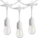 SUNTHIN 50FT Outdoor White String Light with 16 1W LED Shatterproof Filament Bulb for Patio Lights, Backyard, Porch, Party Lights