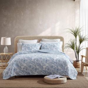 Tommy Bahama - King Quilt Set, Reversible Cotton Bedding with Matching Shams, Coastal Super Soft Bedding Set (Palmday Blue, King)