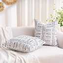 White Decorative Throw Pillow Covers Boho Cushion Covers Striped Pattern Farmhouse Pillow Covers 18x18 Square Country Throw Pillow Covers Set of 2 for Sofa Bed Living Room Home Decor