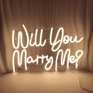 Will You Marry Me Neon Signs for Wall Decor Warm White LED Light Sign for Room Decor Light Up Sign for Birthday Party Wedding Decoration USB Powered