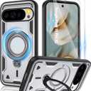 Gritup fro Google Pixel 10 Pro XL Case | Military-Grade Magnetic Protective Cover Compatible with Mag-Safe, 2-Pack HD Screen Protectors, Rotating Kickstand & Anti-Fingerprint Design,Gray