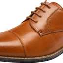 Jousen Men's Dress Cap Toe Shoes Wingtip Brogue Oxfords for Men Business Formal Derby Shoes (11, 603-cap Toe Yellow Brown)