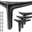 4.7-inch Furniture Legs, Legs for Furniture Set of 4, Modern Furniture Feet for Cabinet Sofa Couch Table Chair Bed Dresser Wardrobe Risers DIY Replacement-Brushed Satin Nickel (Matte Black)