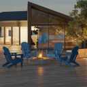 MUCHENGHY Folding Adirondack Chairs HDPE Weather Resistant, Patio Firepit Chairs, Sturdy Outside Chair, Lawn Chairs, 15min Assembly 380lb, Royal Blue