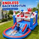 6-in-1 Inflatable Bounce House with Water Slide and Pool for Kids, Lager