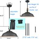CLAXY Rod Pendant Light Black Barn Farmhouse Pendant Lighting Dimmable Kitchen Hanging Pendant Light Fixture-15.3"