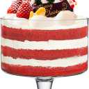 Trifle bowl Glass Crystal-Clear Set of 1, 116oz(3.3L), Footed Trifle Bowl with Stand, Trifle dish for decadent dessert like salad, fruit, ice cream, parfait, pudding, Party Bowl