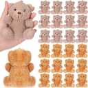 24 Pcs Mini Plush Bear Bulk Small Stuffed Animal DIY Keychain for Valentine's Day Gift Birthday Party (Dark + Light Brown)