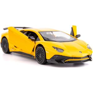 1/36 Scale LP770-4 Casting Car Model, Zinc Alloy Toy Car for Kids, Pull Back Vehicles Toy Car for Toddlers Kids Boys Girls Gift (Yellow)