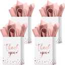 Tinlade 30 Pcs Thank You Gift Bags with Tissue Paper Gold Thank You Wedding Bags with Handle for Graduation Business Shopping Wedding Shower Party Favors(Rose Gold)