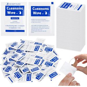 250 Counts Hearing Aid Cleaning Wipes 5.51 x 7.87'' Hearing Aid Wipes Individually Wrapped Cleaning Towelettes for Amplifier, Earbuds