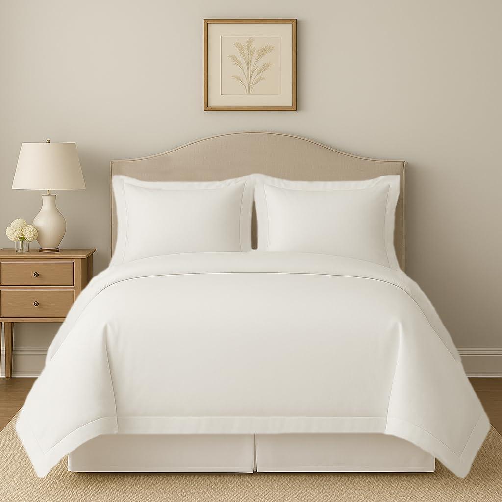 eBeddy Linens Premium Duvet Cover Set 800-TC King/Cal-King Size 104x90 Inch Pure Egyptian Cotton Soft 3 Pieces (1 Duvet Cover & 2 Pillow Shams) Zipper Closure & Corner Ties, White Solid
