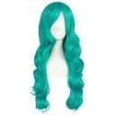 MapofBeauty 24 Inch/60cm Charming Synthetic Fiber Long Wavy Hair Wig Women's Party Full Wig (Dark Teal Green)