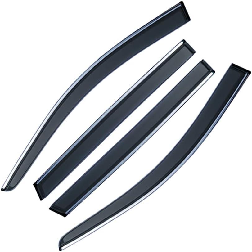 4Pcs for Toyota Camry 2012-2017 Window Visor Rain Guard Deflector Chrome Trim Smoke