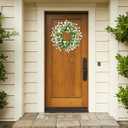 Sggvecsy Spring Summer Wreath for Front Door 22 Inch Artificial White Flower with White Tulips Greenery Leaves Lavender for All Seasons Home Farmhouse Indoor Outdoor Wall Decor