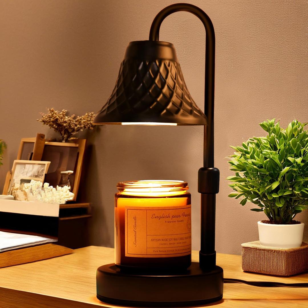 Adjustable Candle Warmer Lamp with Timer: Birthday Gifts for Women fits All Candle Jar Home Decor - Wax Warmer for Scented Wax Gifts for Women (Metal Black)