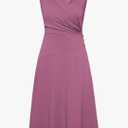 GRACE KARIN 2025 Women's Notch Lapel Ruched Wrap V Neck Business Work Dress Sleeveless A Line Midi Dress, L