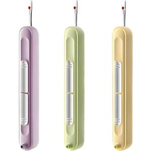 2 x Upgraded 2 in 1 Automatic Needle Threaders Seam Ripper,Quilting Supplies Sewing Kit,Quick Sewing Machine Loop Needle Threaders (3PCS-Purple/Green/Yellow)