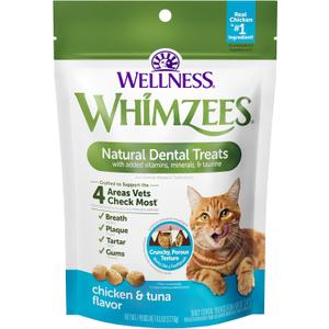 Wellness WHIMZEES Cat Dental Treats, Freshens Breath, Chicken and Tuna Flavor, 4.5 oz Bag (EXP 05/17/28)
