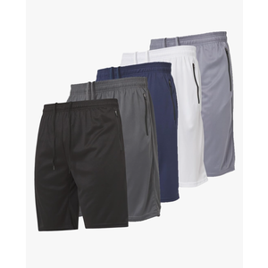 Ultra Performance Mens 5 Pack Athletic Running Shorts, Basketball Gym Workout Shorts for Men with Zippered Pockets L
