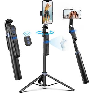 70-inch Auto Face Tracking Tripod 360 Rotation with Stand,Android and iPhone Tripod Holder with Remote and Gesture Control, Built-in Tracking Camera Selfie Stick for Vlog Video Recording Tiktok