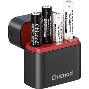 Rechargeable AA Lithium Batteries with Charger, 4 Pack Double A Batteries for Blink Camera, 3800mWh 1.5V Output High Capacity, 4 Slot aa Li-Ion Battery Charger, 1600+ Cycle Life 2H Fast Charging