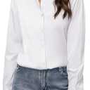 Gleeivy Button Down Shirts for Women Classic Fit Dress Shirt Work Business Casual Long Sleeve Blouse Tops (White, XL)