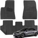 EKR Custom Fit Carpet Floor Mats for Tesla Model 3 2024 2025, 0.5 Inch Thickness Rugs, Premium All Weather Anti-Slip Waterproof Floor Liners (Black Quick-Dry Blanket)