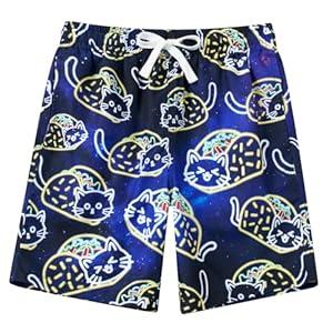BFUSTYLE 9-10 Years Swim Trunks Pizza Cat Bathing Suits for Boys Swim Shorts Size 10 Beachwear Big Boys Swimming Trunks
