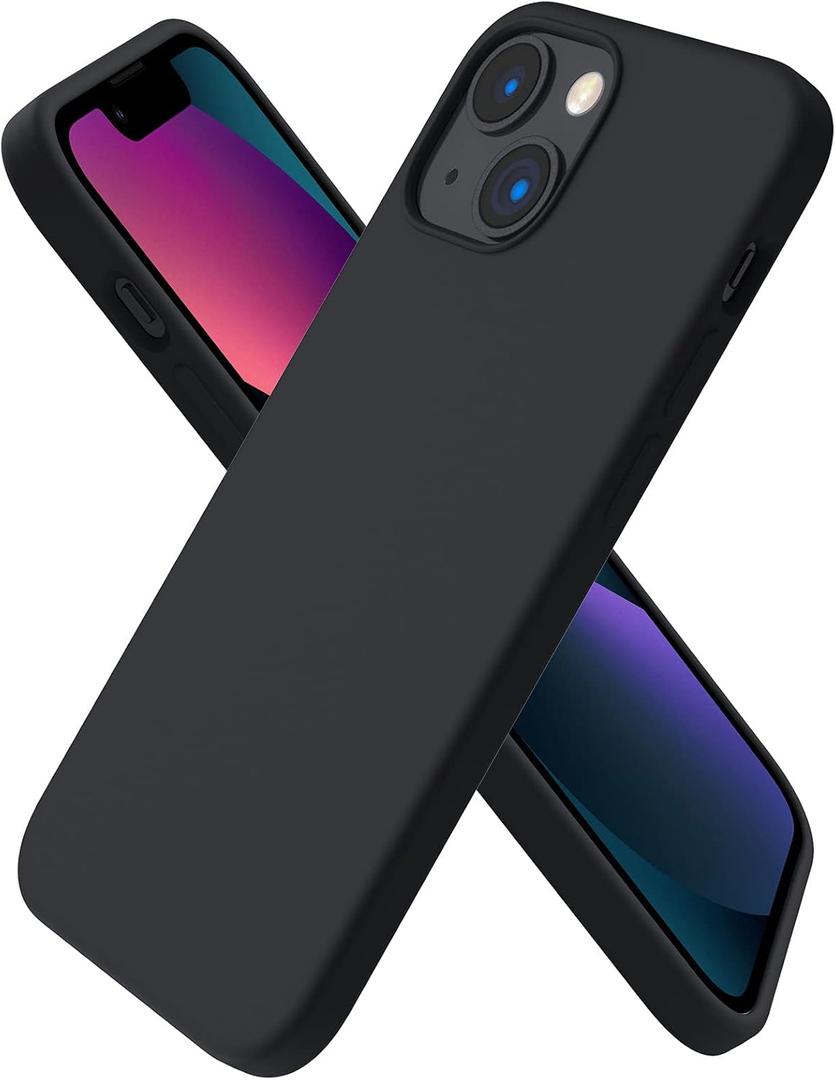 ORNARTO Compatible with iPhone 13 Mini Case, Slim Liquid Silicone 3 Layers Full Covered Soft Gel Rubber Phone Cover with Microfiber Lining 5.4 inch-Midnight
