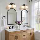RUIYEY Bathroom Vanity Light Fixtures: 2-Light Black Bathroom Lighting Fixtures Over Mirror with Milky White Frosted Glass Shade, Farmhouse Modern Wall Light for Bathroom