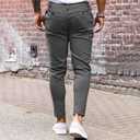 Mens Chinos Slim Fit Pants Flat Front Stretch Skinny Tapered Dress Pants Comfort Casual Solid Trousers (Gray)