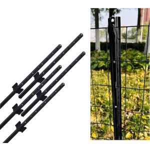 3 Feet Metal Fence Post Black, Pack of 5, for 24 Inch High Garden Welded Wire Fence U-Channel Steel Garden Post