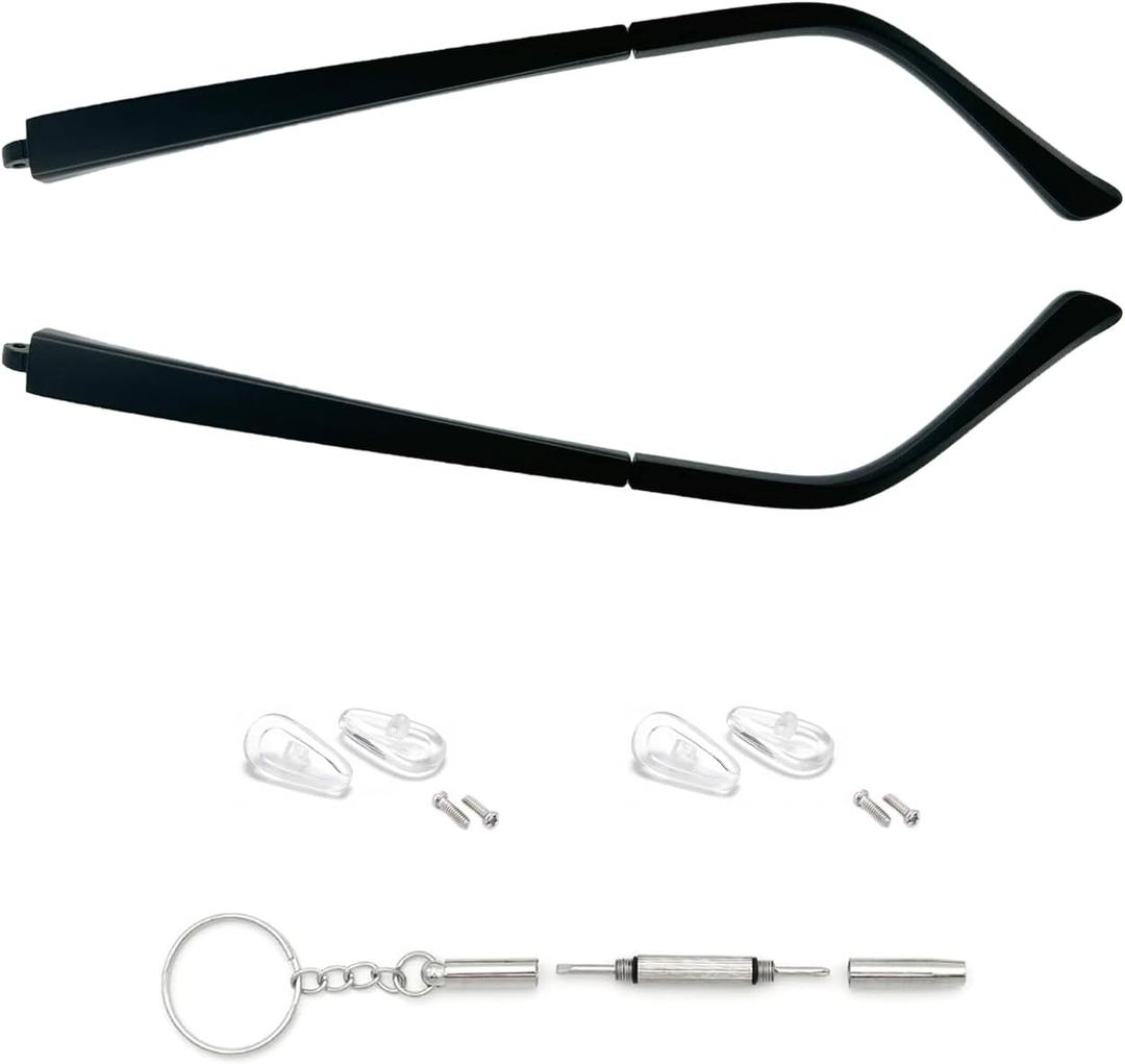 Glasses Replacement Arms, Eyeglass Replacement Temples, Plastic Glasses Replacement Temple, Eyeglass Temple Arm Repair Kit, TR 90 Frame Arms Screws and Multifunctional 3 in 1 Screwdriver