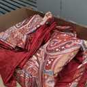 DJY Red Gold Paisley Quilt Set King Size Boho Bedspread Coverlet Set 5 Pieces, Vintage Paisley Floral Pattern Lightweight Microfiber Bedding Set with Pillowcases for All Season