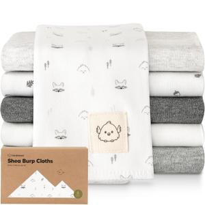 Organic Burp Cloths Baby Boy, Girl - 6-Pack Large Cotton Burping Cloths for Babies, Spit Up Rags, Super Absorbent, Ultra Soft Newborn Rag, Gender Neutral, Machine Washable, Durable (Neutrals)