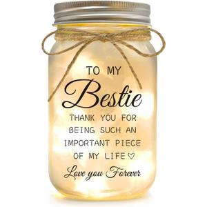 Bestie Gifts for Women Friendship - Mason Jar Night Lights for Friend, Gifts for Friends Female, BFF Soul Sister Work Best Friend Birthday Personalized Gifts for Women Christmas Gift
