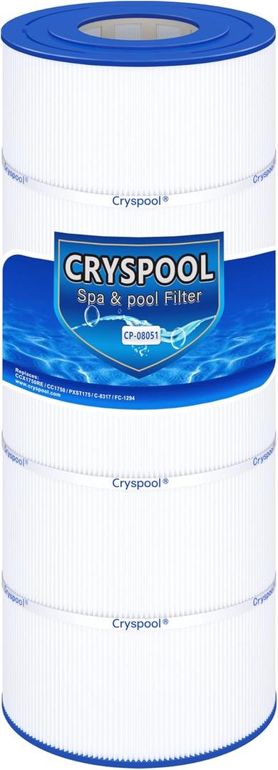 Cryspool 08051 Filter Compatible with XStream CC1750, CCX1750RE, PXST175, C-8317, FC-1301, 175 Sq. Ft Pool Filter Cartridge, 1 Pack
