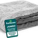 FurHaven Replacement Dog Bed Cover, Long Faux Fur for Calming Cuddlers, Machine Washable, Customizable Filling, Jumbo XL, Faux Fur, Misty Gray